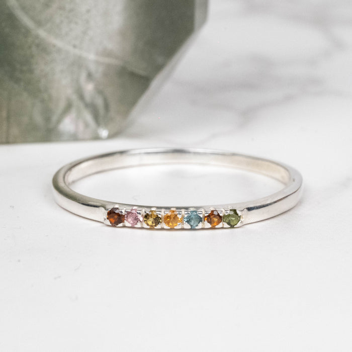 Tourmaline Ring 1mm Multi Stone Size 10