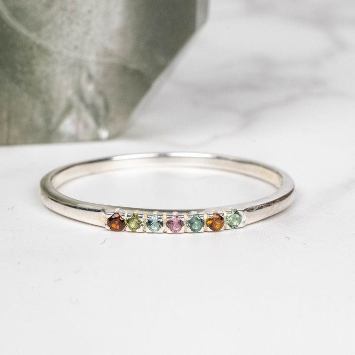 Tourmaline Ring 1mm Multi Stone Size 10