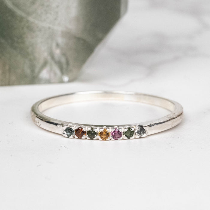 Tourmaline Ring 1mm Multi Stone Size 10