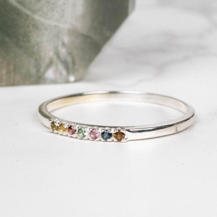 Tourmaline Ring 1mm Multi Stone Size 10