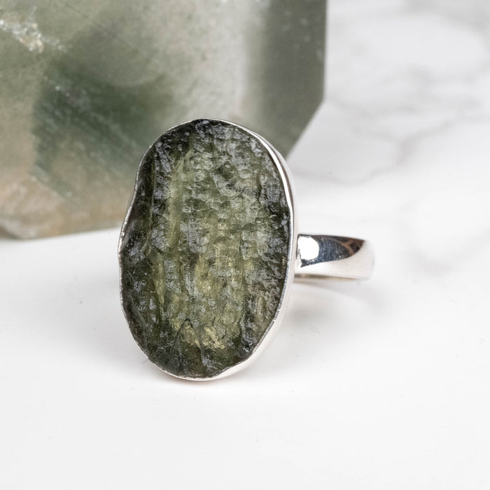 Moldavite Ring 21x15mm Size 9