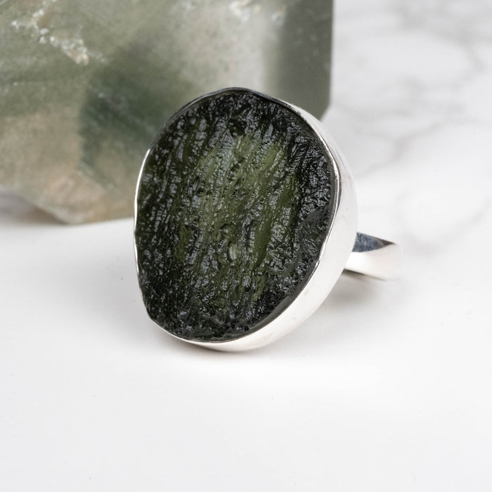 Moldavite Ring 24x22mm Size 9