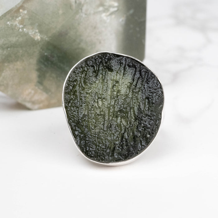 Moldavite Ring 24x22mm Size 9