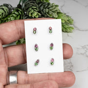 Tourmaline Earrings 3mm Studs .925 Silver - InnerVision Crystals