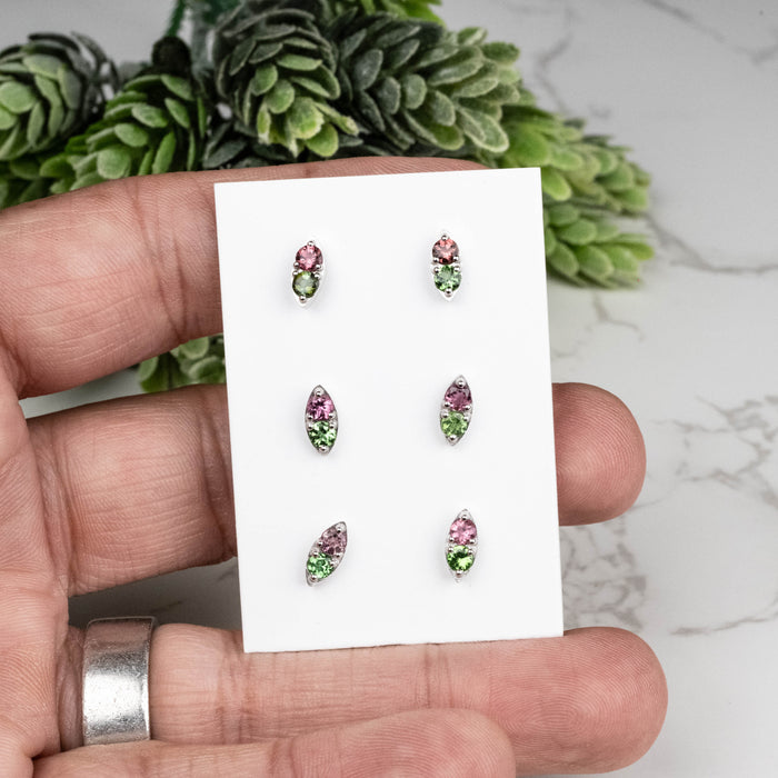 Tourmaline Earrings 3mm Studs .925 Silver