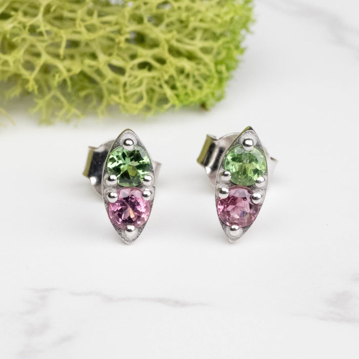 Tourmaline Earrings 3mm Studs .925 Silver