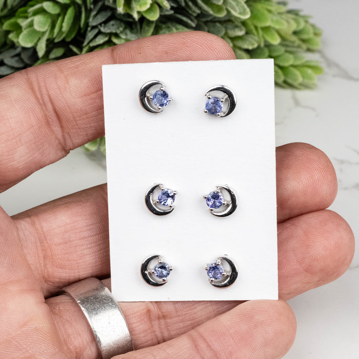 Tanzanite Earrings 4mm Studs .925 Silver