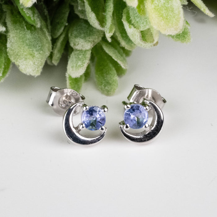 Tanzanite Earrings 4mm Studs .925 Silver
