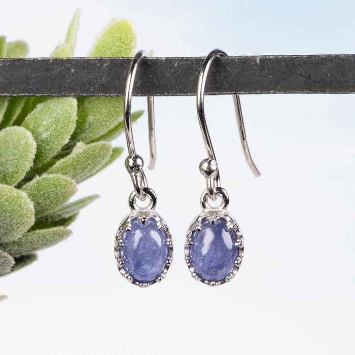 Tanzanite Earrings 7x5mm Dangle .925 Silver
