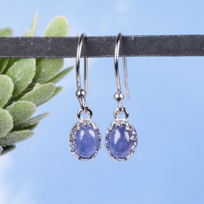 Tanzanite Earrings 7x5mm Dangle .925 Silver