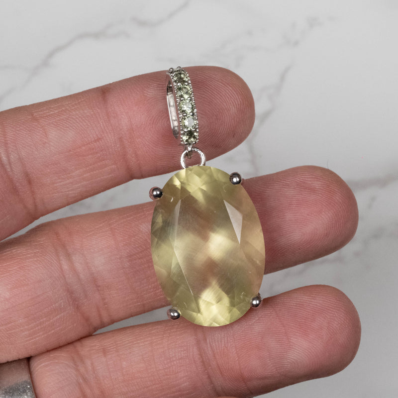 Libyan Desert Glass 36.45 ct + Moldavite Pendant 47x20mm