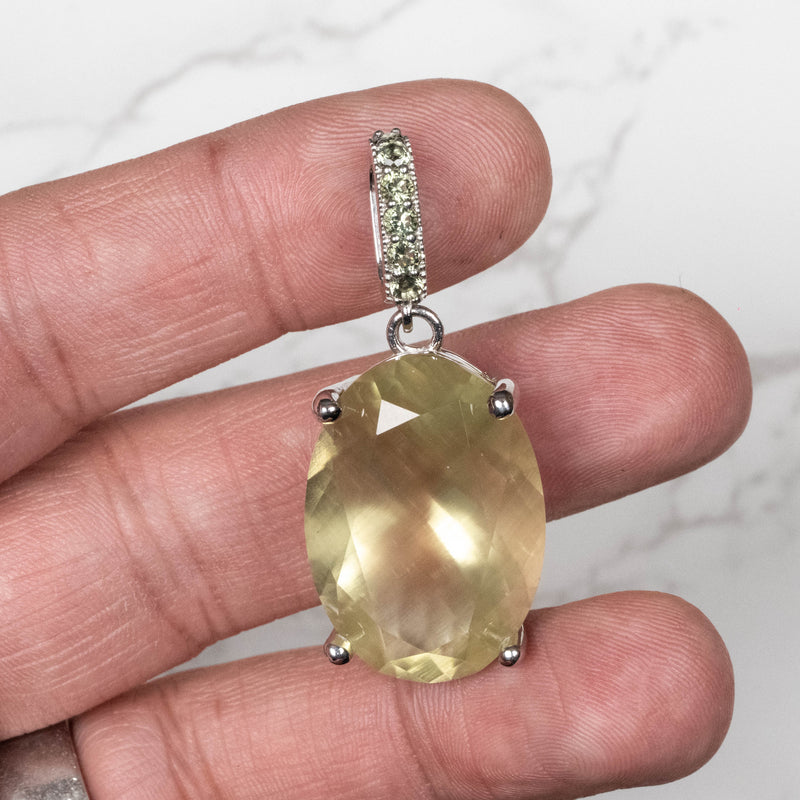 Libyan Desert Glass 36.45 ct + Moldavite Pendant 47x20mm