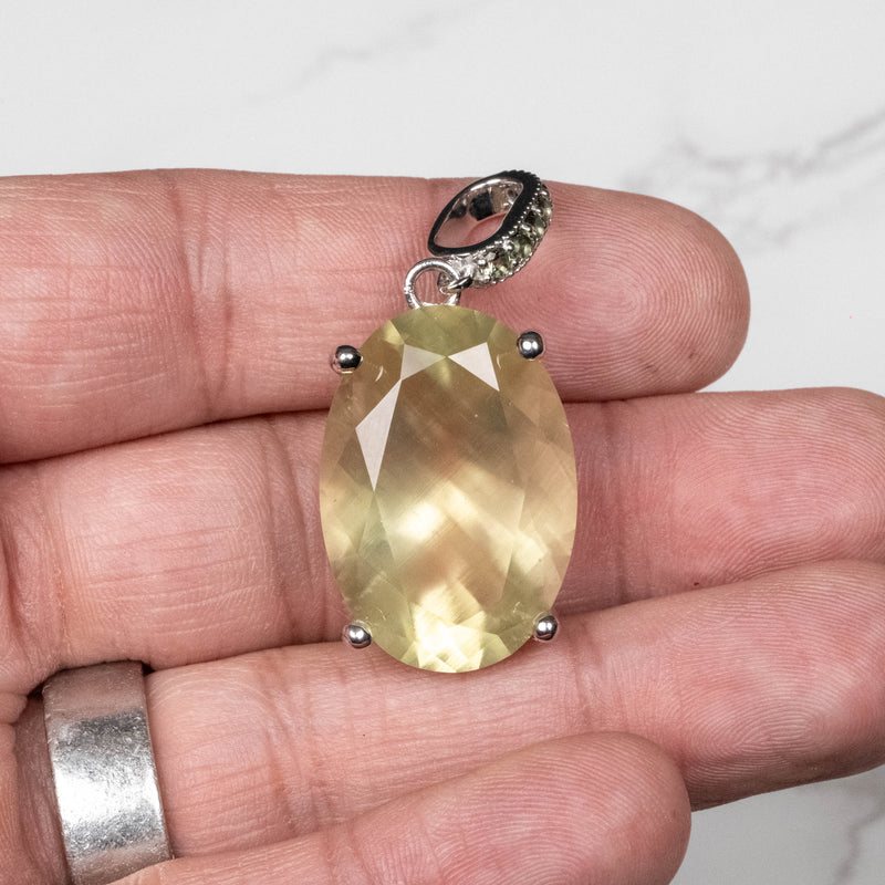 Libyan Desert Glass 36.45 ct + Moldavite Pendant 47x20mm