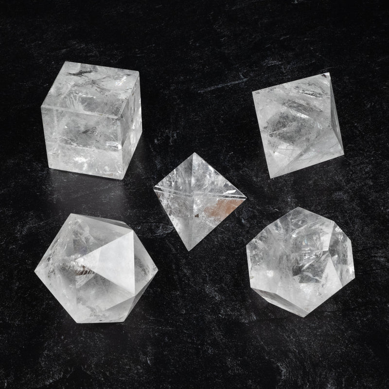 Lemurian Seed Crystal Platonic Solids XL Set 2026 g 67-109mm - InnerVision Crystals