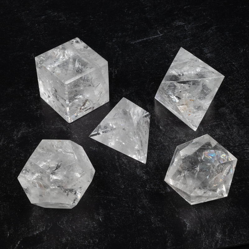 Lemurian Seed Crystal Platonic Solids XL Set 2784 g 70-111mm - InnerVision Crystals