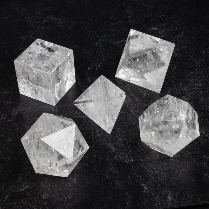 Lemurian Seed Crystal Platonic Solids XL Set 3174 g 73-117mm