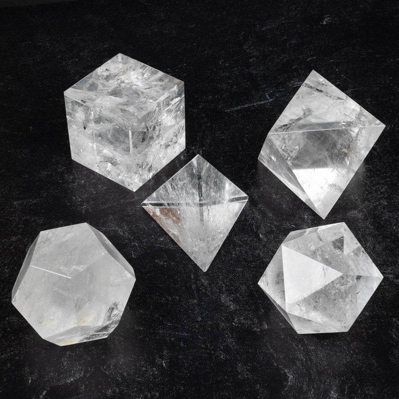 Lemurian Seed Crystal Platonic Solids XL Set 4526 g 85-137mm - InnerVision Crystals