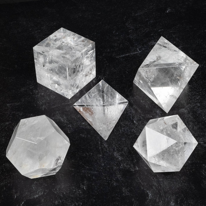 Lemurian Seed Crystal Platonic Solids XL Set 4526 g 85-137mm
