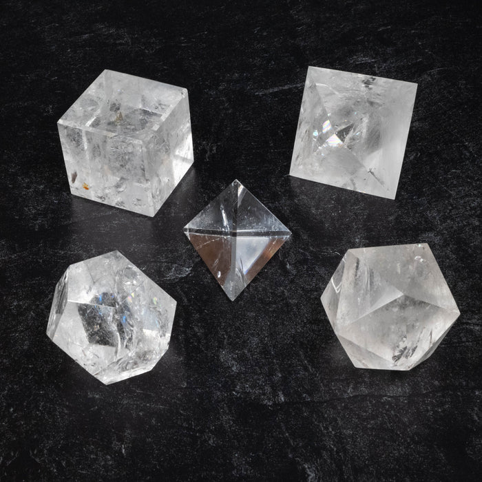 Lemurian Seed Crystal Platonic Solids XL Set 1938 g 59-99mm