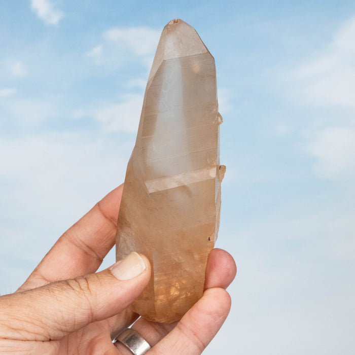 Tangerine Lemurian Seed Quartz Crystal 289 g 142x44mm
