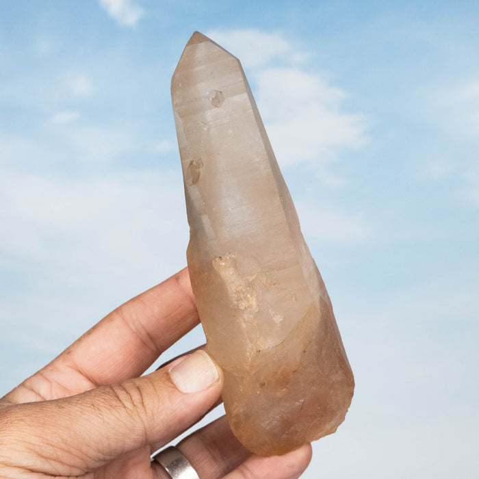 Tangerine Lemurian Seed Quartz Crystal 289 g 142x44mm