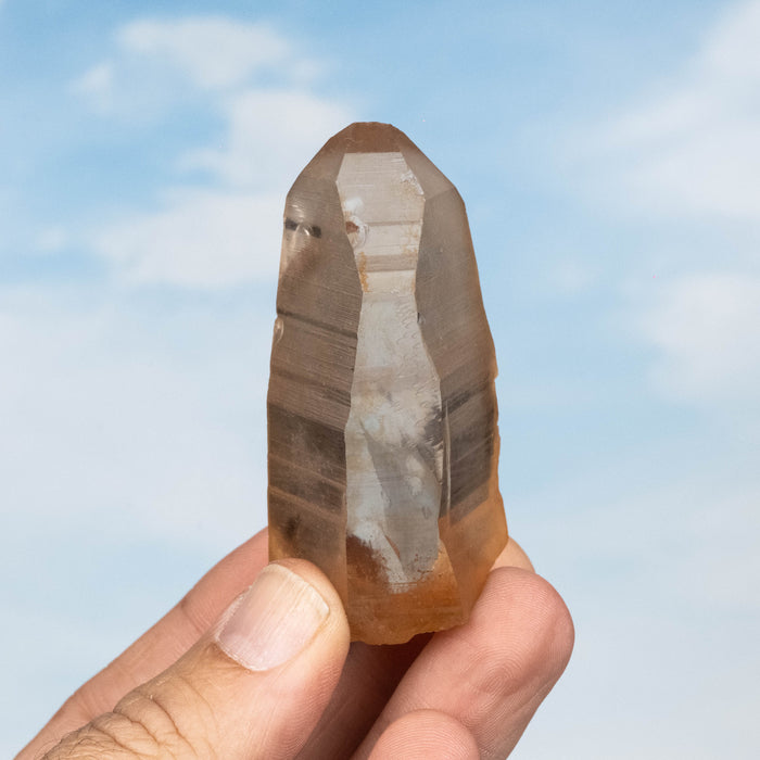 Tangerine Lemurian Seed Quartz Crystal 87 g 68x33mm