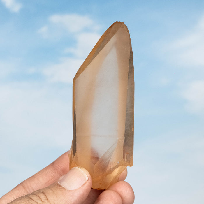 Tangerine Lemurian Seed Quartz Crystal 110 g 86x32mm