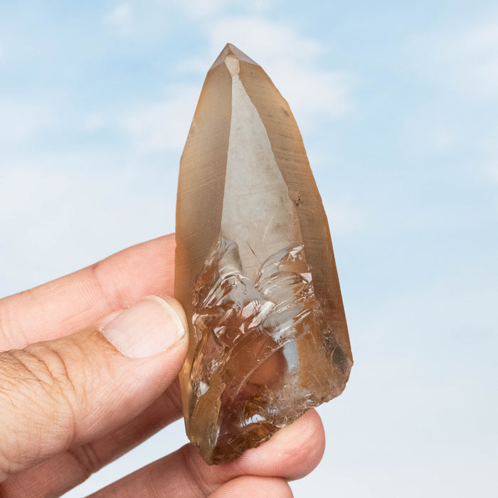 Tangerine Lemurian Seed Quartz Crystal 79 g 83x34mm
