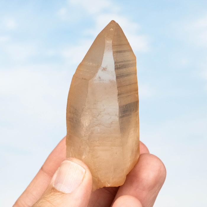 Tangerine Lemurian Seed Quartz Crystal 96 g 77x34mm