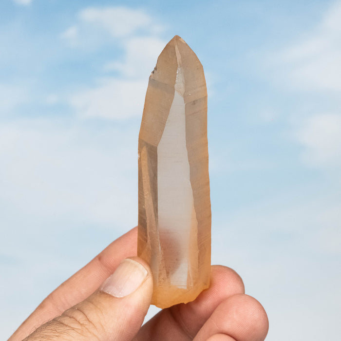 Tangerine Lemurian Seed Quartz Crystal 59 g 87x24mm