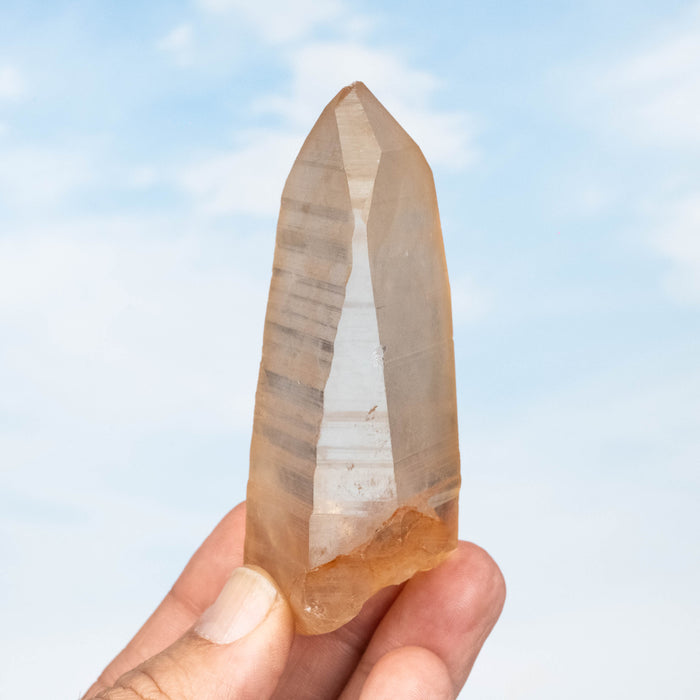 Tangerine Lemurian Seed Quartz Crystal 134 g 95x37mm