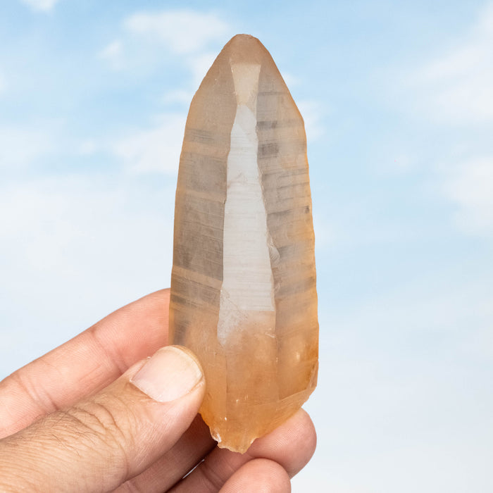 Tangerine Lemurian Seed Quartz Crystal 134 g 95x37mm