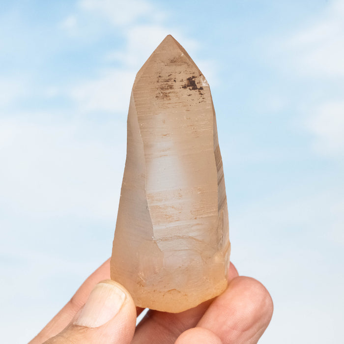 Tangerine Lemurian Seed Quartz Crystal 91 g 82x35mm