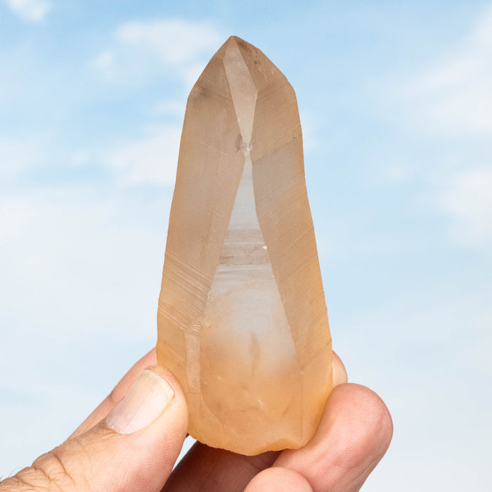Tangerine Lemurian Seed Quartz Crystal 91 g 82x35mm