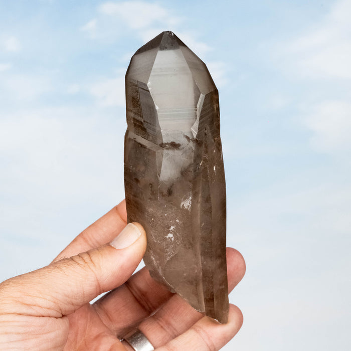 Smoky Lemurian Seed Quartz Crystal 350 g 137x47mm