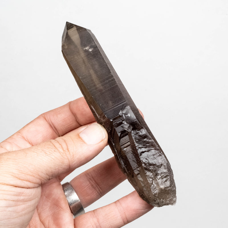 Smoky Lemurian Seed Quartz Crystal 140 g 138x31mm