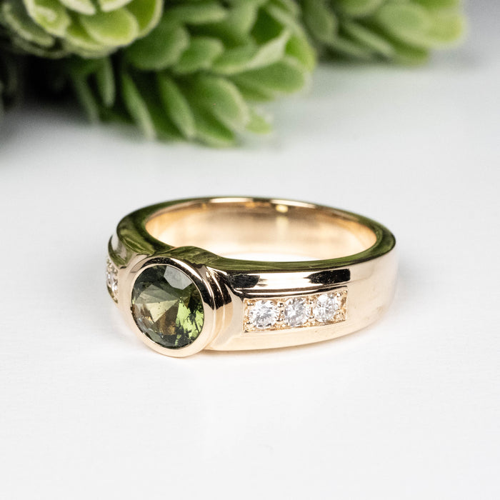 Moldavite + Diamond Men's Ring 20th Anniversary Limited Edition 14K Gold