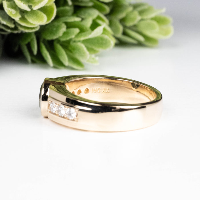 Moldavite + Diamond Men's Ring 20th Anniversary Limited Edition 14K Gold