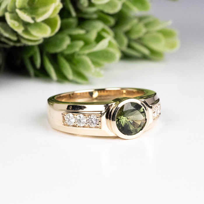 Moldavite + Diamond Men's Ring 20th Anniversary Limited Edition 14K Gold