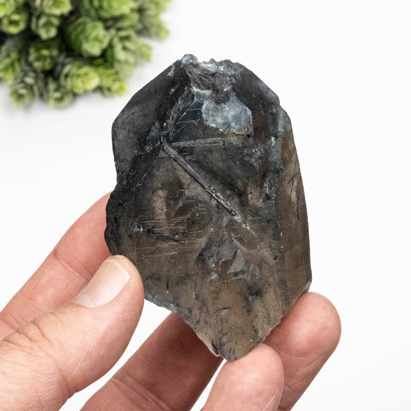 Smoky Quartz Crystal 172 g 72x50mm w/ Blue Tourmaline