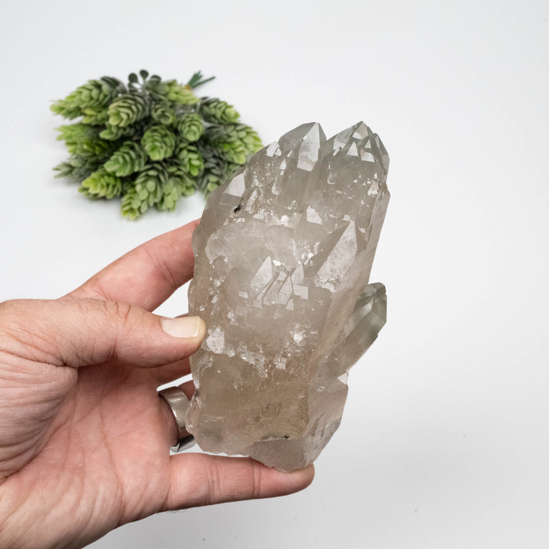 Smoky Quartz Crystal 676 g 140x73mm w/ Dissolved Tourmaline