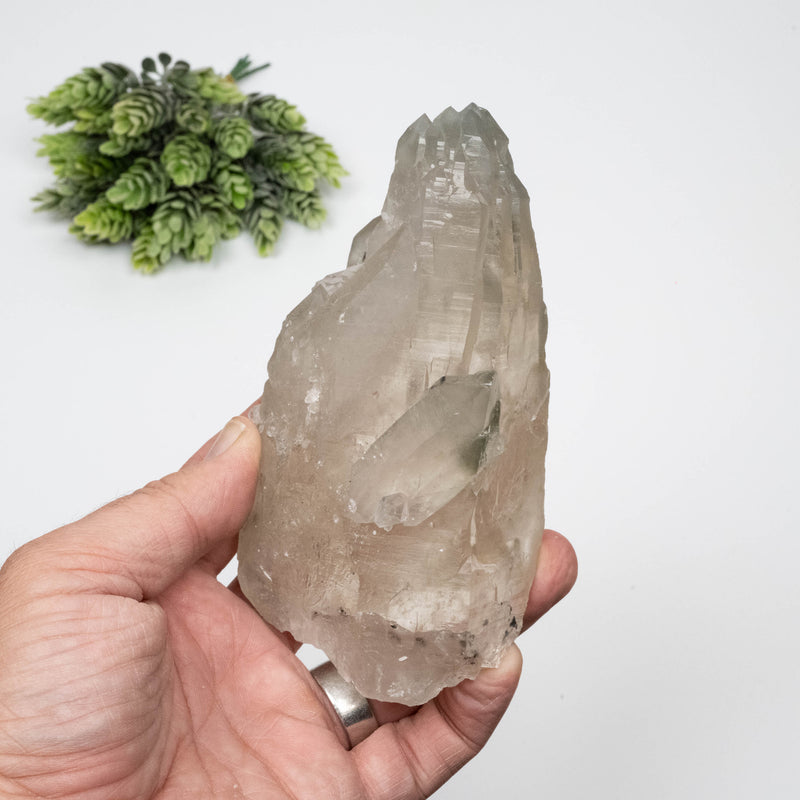 Smoky Quartz Crystal 676 g 140x73mm w/ Dissolved Tourmaline