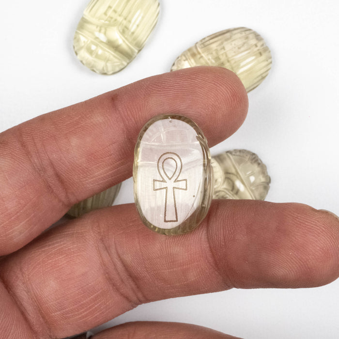 Libyan Desert Glass Scarab Gemstone Carving 25x16mm