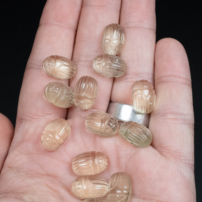 Libyan Desert Glass Scarab Gemstone Carving 15x10mm