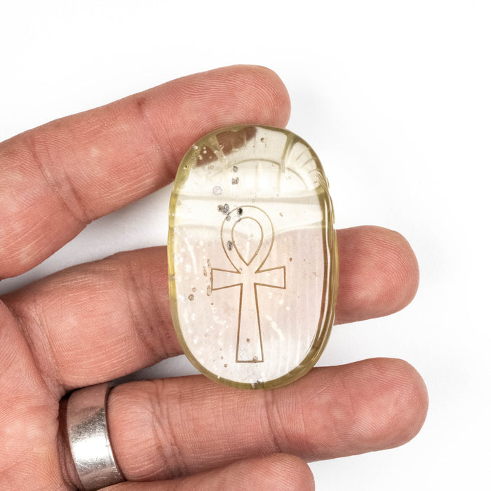 Libyan Desert Glass Scarab Gemstone Carving 28.72 g 49x31mm