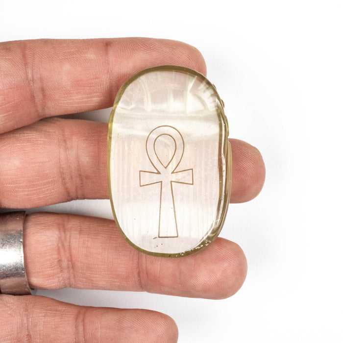 Libyan Desert Glass Scarab Gemstone Carving 28.89 g 49x32mm