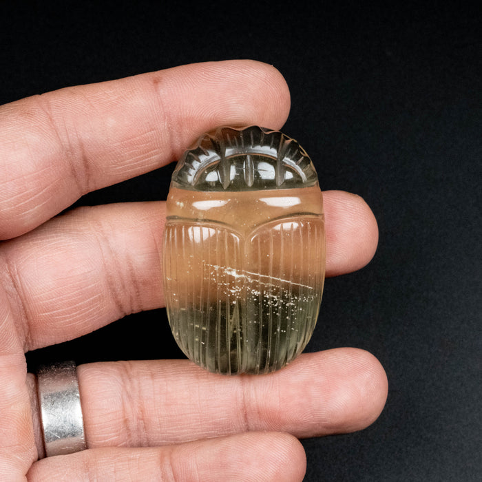 Libyan Desert Glass Scarab Gemstone Carving 28.89 g 49x32mm