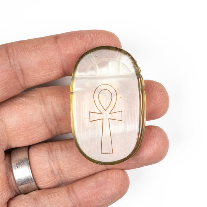 Libyan Desert Glass Scarab Gemstone Carving 28.85 g 49x32mm