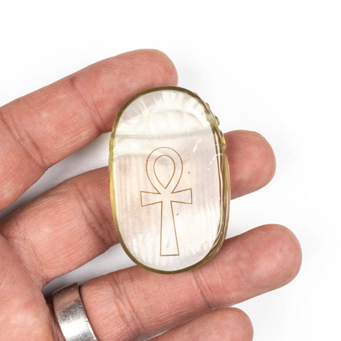 Libyan Desert Glass Scarab Gemstone Carving 29.64 g 49x32mm