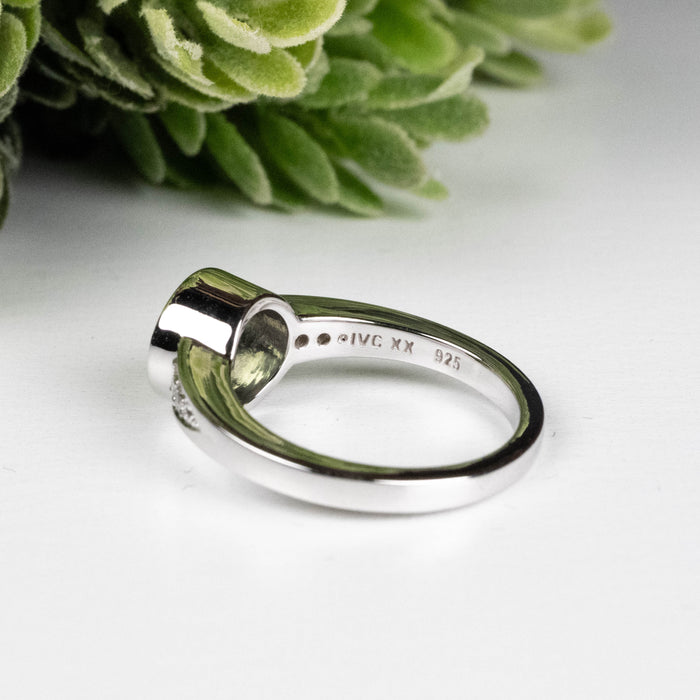 Moldavite + Diamond Women's Ring 20th Anniversary Limited Edition .925 Silver